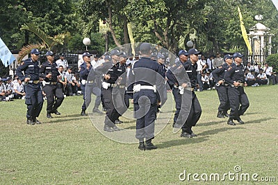 Exercise Unit Safety Officers Police Headquarters Building in Surakarta Editorial Stock Photo